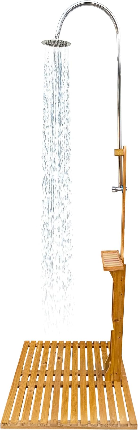 Outdoor Shower Kit Portable Wood Outdoor Garden Pool Shower with Chassis Board for Outdoor Backyard Poolside Beach Pool Spa,Wood