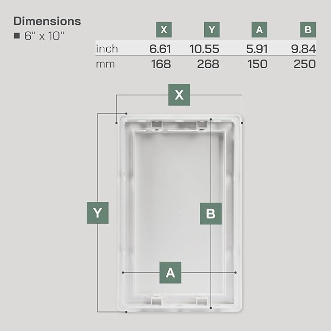 Vent Systems 6x10 Access Panel - ABS Plastic - for Drywall, Wall and Ceiling Electrical and Plumbing Service - Exterior Dimensions 6.7x10.7 Inches