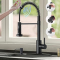Smart Touch On Kitchen Faucet, 3 Modes Pull Down Sprayer, Sensor Activated, Ceramic Disc Valve, 360-Degree Rotation, 1 or 3 Hole Deck Plate. 10-Year Warranty. (KW-62R, Black)