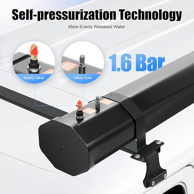 Pressurized Water Tank Camping Shower Portable Camp Shower w/5.58ft Water Pipe Shower Headt and Head Bag, Roof Rack Shower