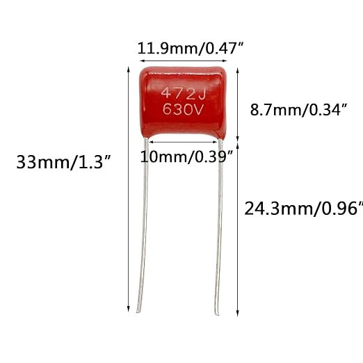20pcs CBB22 630V 472J 4.7NF 0.0047UF Metallized Polypropylene Film Capacitors - Image 2