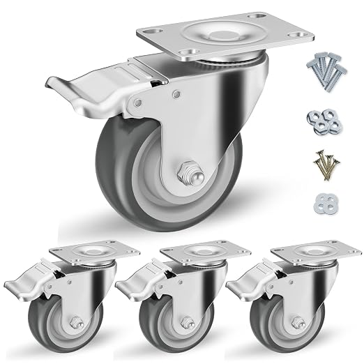 3" Swivel Plate Casters with Brake by CLOATFET