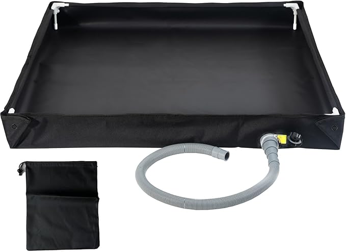 Portable Shower Pan, Foldable Outdoor Shower Floor with Drain & Storage Bag, RV Shower Pan Camping Shower Base for Outdoor, Indoor, Camping, Beach, Pet Bath