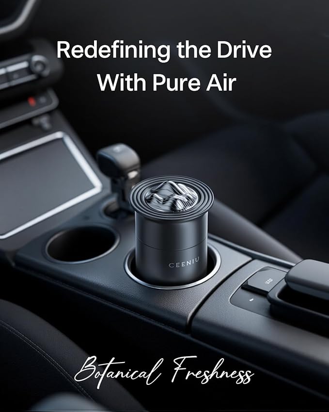 Ceeniu Luxurious Car Air Freshener CF23, Odor Release Gel, 45 oz Large Capacity, Adjustable scent intensity with gear control, Natural Plant Extract, Whispering Pines Scent, Last 4 months