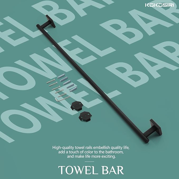KOKOSIRI 32'' Towel Rails Bathroom Towel Bars Matte Black 32 Inch Bath Towel Holder for Washroom Kitchen Wall Stainless Steel B4005BK-L32