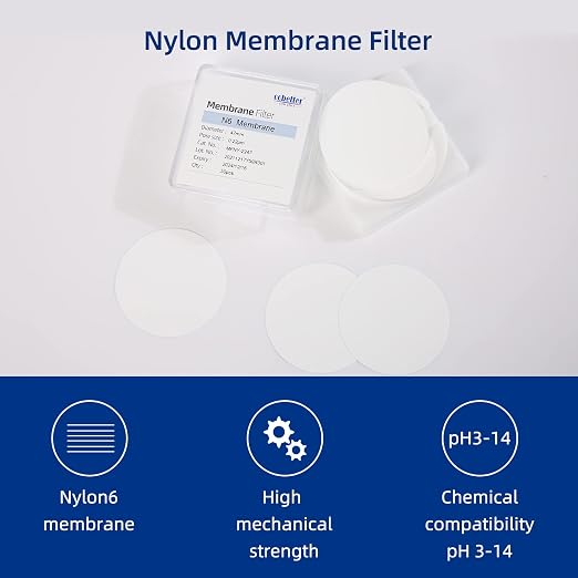 100 Pieces/Pack Nylon Disc Membrane Filters 47mm Diameter 0.45µm Pore Size pH - Image 3
