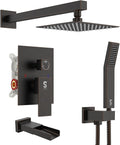 SR SUN RISE 8 Inches All Metal Bathtub Faucet Set Shower System with Tub Spout Square Rain Shower Head and Handheld Combo Shower Fixtues, Modern Valve and Trim Kit, Oil-Rubbed Bronze