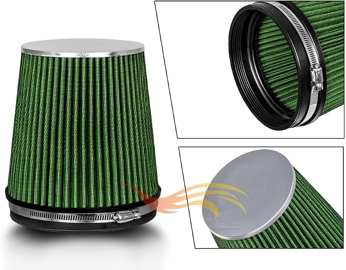 GREEN Inlet Air Intake Cone Replacement Performance Washable Clamp-On Dry Air - Image 2