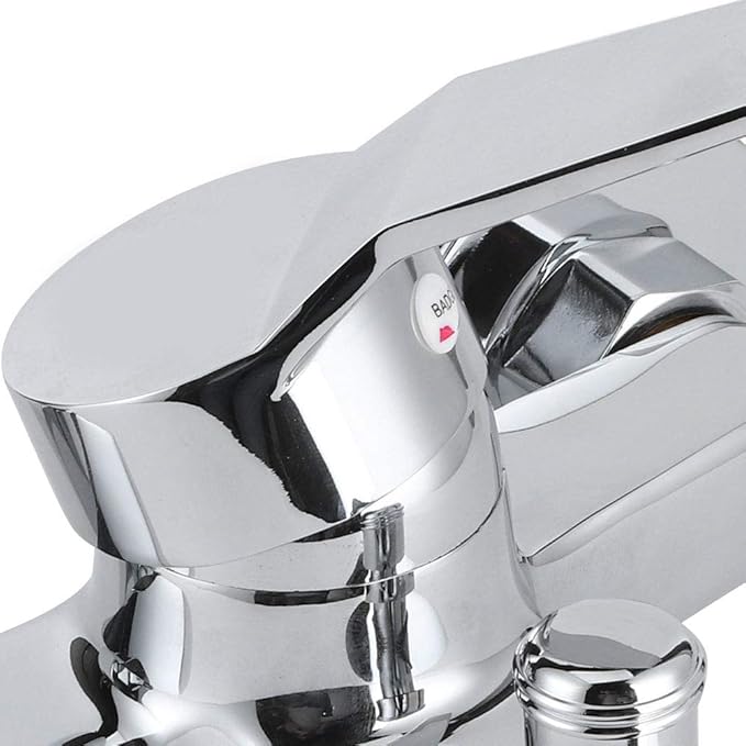 GLOGLOW G1/2in Thread Copper Shower Faucet, Wall Mounted Triple Mixer Tap with Single Lever Design, Electroplated Mirror Surface for Bathroom Bathtub