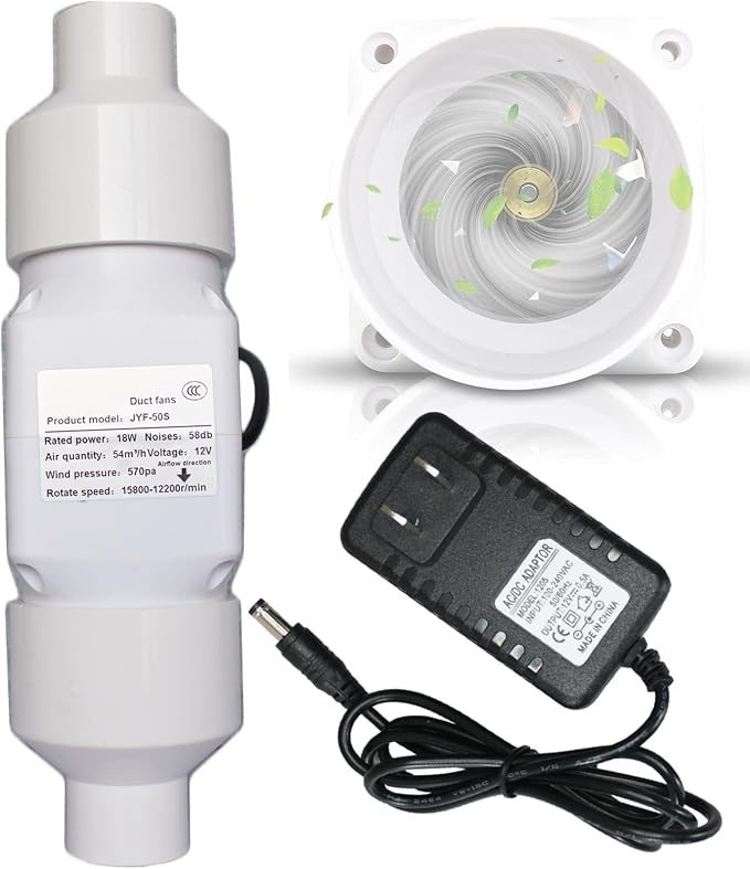 Air Circulation Duct Fan 2 Inch 50Mm Inline Extractor 32Cfm Fan Air Diffuser by Unknown