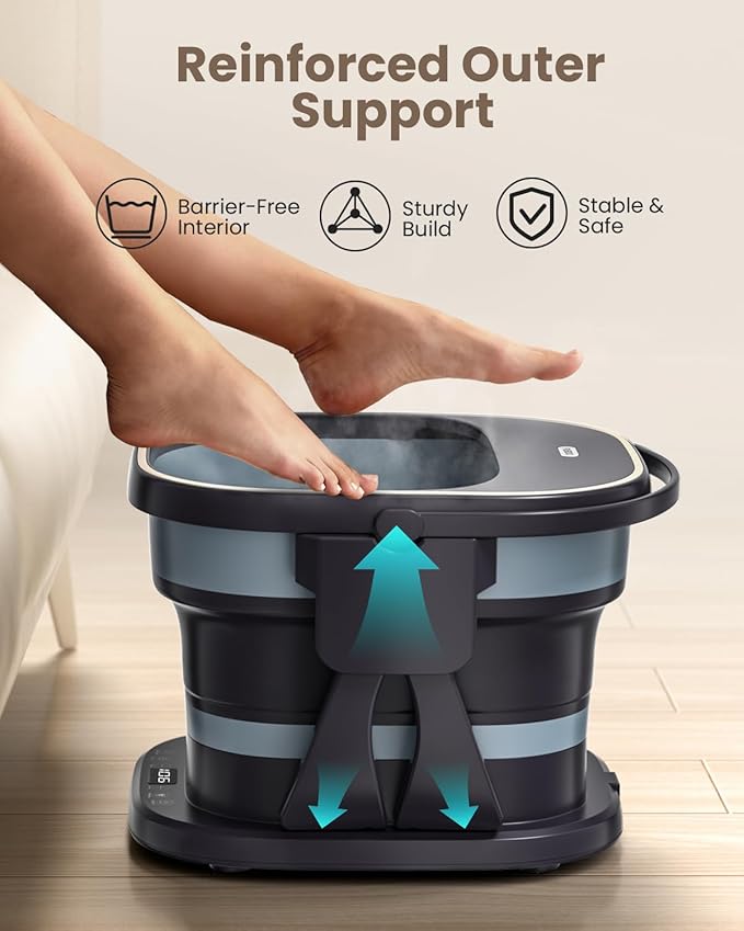 Puboo Collapsible Foot Spa Bath Massager with Heat, 95-115°F Precise Temp Control, Motorized Massage Rollers, Heated Foot Bath Soak Tub, Fits US Men’s Size 11, Gift for Christmas, New Year