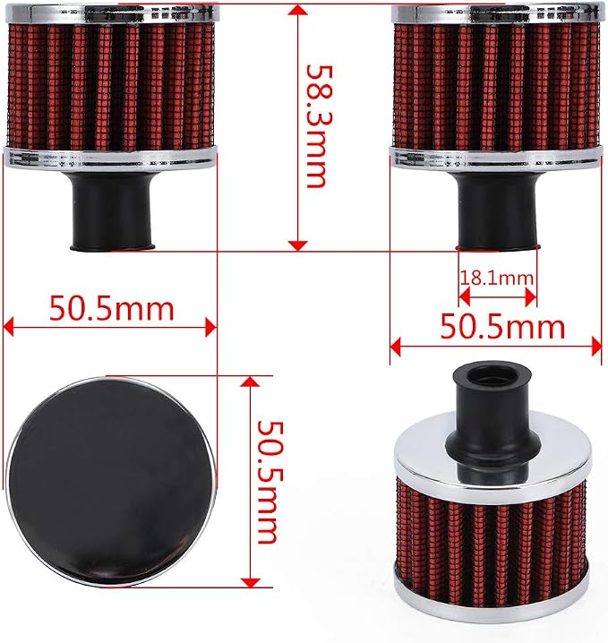 PTNHZ Universal 2 PCS 12mm Auto Cone Mini oil Air Intake Filter Crankcase Vent - Image 5
