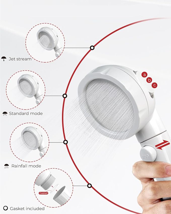 CAMPLUX Hand Held Showerhead with 5 FT Hose, Portable Spray Shower Head, High Pressure Shower Head with ON/Off Switch