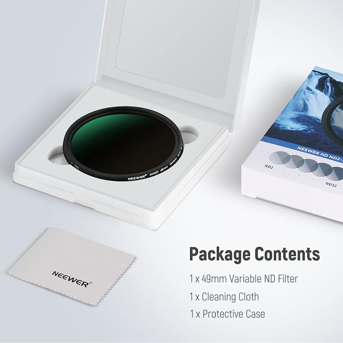 NEEWER 49mm HD Variable ND Filter ND2-ND32 No X Cross/Optical Glass/30 Layer - Image 8