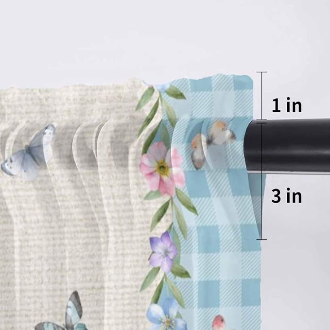 Easter Sheer Valances for Windows 54"x18", Light Filtering Kitchen Curtains - Image 7