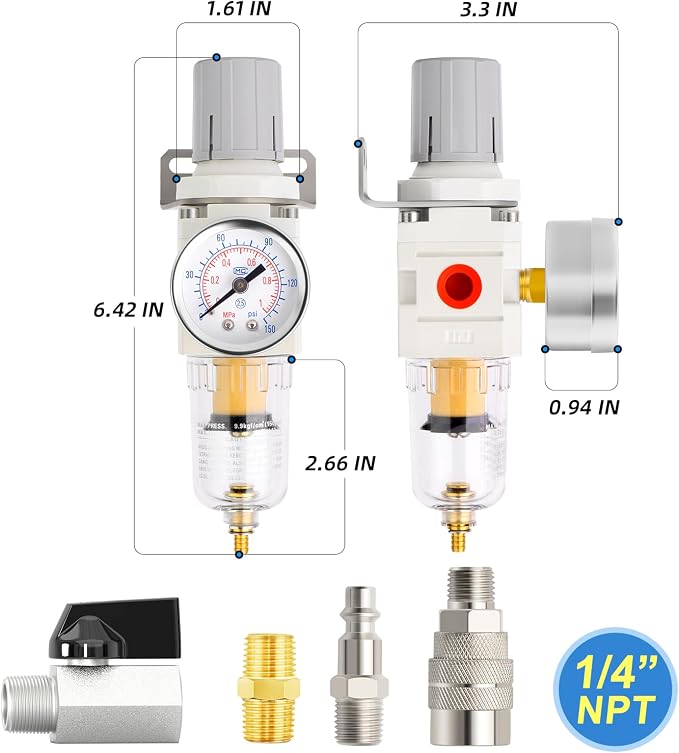 MEANLIN Air Compressor Moisture Filter, AW2000 Air Line Filter, 1/4" NPT Inlet - Image 2