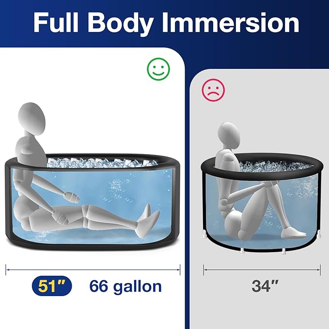 COSTWAY XL 129 Gal Oval Ice Bath Tub with Cover, Portable Outdoor Inflatable Cold Plunge Tub with Backpack, Pump, for Cold and Therapy, Compatible with Water Chillers, Black