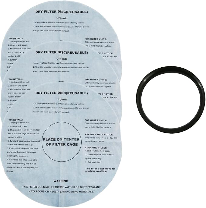 Dry Filter For Shop Vac with Mounting Ring, 17.5" Inch Paper Reusable Dry Disc by ALLPARTSETC