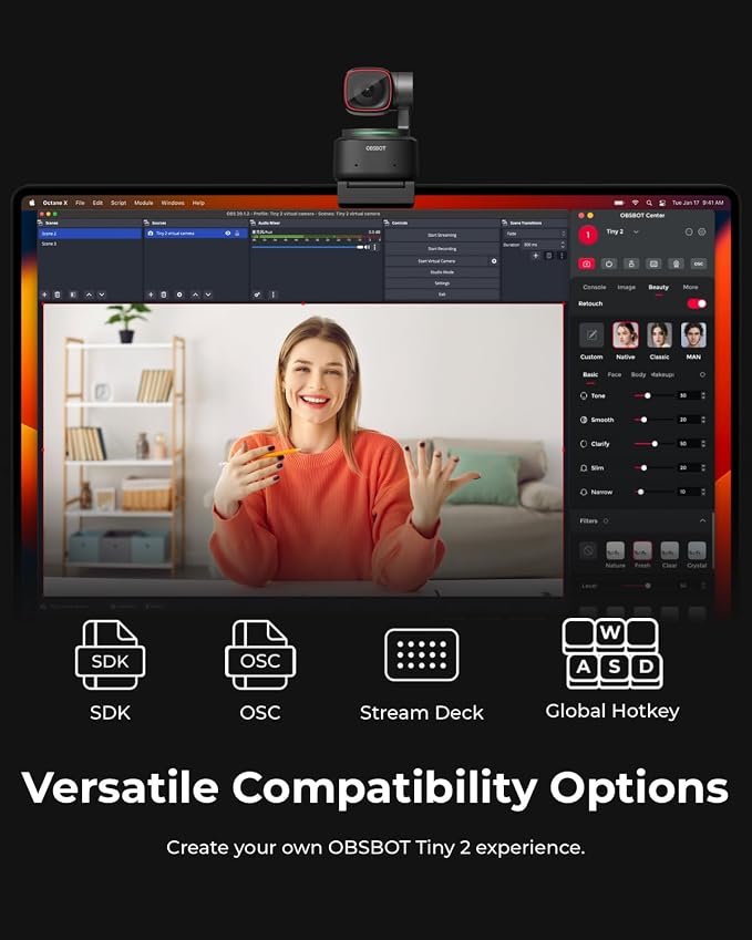 OBSBOT Tiny 2 Webcam 4K Voice Control PTZ, AI Tracking Multi-Mode & Auto Focus - Image 8