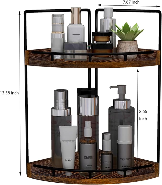 Dorhors 2-Tier Bathroom Counter Organizer,Vanity Counter Corner Shelf, Skincare, Wood Countertop Bathroom Storage and Organization for Kitchen