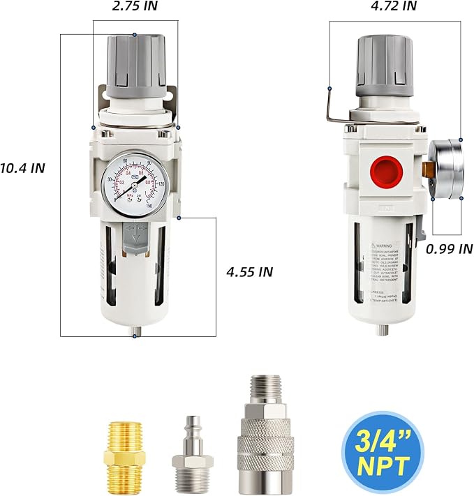 MEANLIN Air Compressor Moisture Filter, AW4000-06 Air Line Filter, 3/4" NPT - Image 2