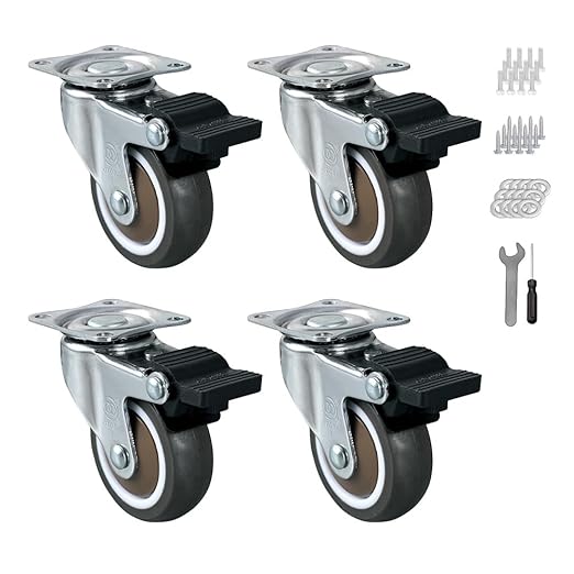 2" Caster Wheels Set of 4 Heavy Duty No Noise Castors by PLOZEC