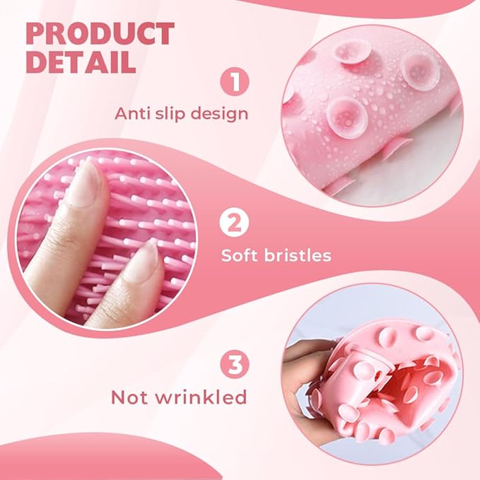 Silicone Shower Foot Scrubber Mat, 2025 Upgraded Exfoliating Bath Pad with Non-Slip Suction Cups Wall Mounted Foot Cleaning Mat (Orange)