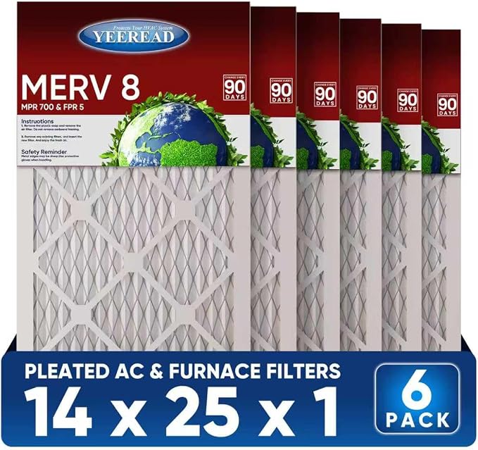 14x25x1 MERV 8 Air Filters 6-Pack, Actual Size 13.7" x 24.7" x 0.75" – - Image 3