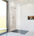 Glass Shower Panel, 30" W x 78" H Semi-Framed Fixed Shower Panel in Silver with 5/16"(8mm) Clear Tempered Glass Door, Simple Shower Door Panel for Bathroom