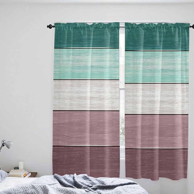 Retro Farm Woodcuts Texture Window Valance Curtains, 2 Panel - Image 8