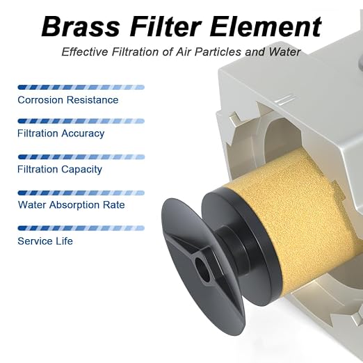 3/8" NPT Compressed Air Filter Regulator Lubricator Combo, Air Compressor Water - Image 5