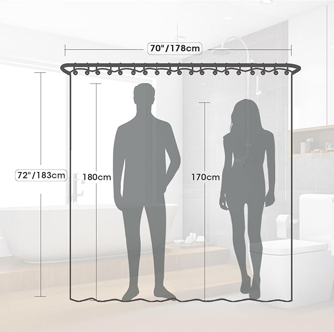 Plastic Shower Curtain Liner, Waterproof Printed PEVA Shower Curtain with Design, Silver Dots Pattern, Rustproof Grommets, Standard Size 70x72 Bathtub Curtain for Bathroom (Pack of 1)