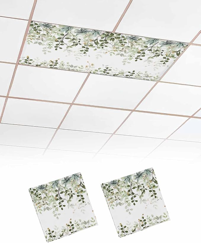 2 Pack Fluorescent Light Cover for Classroom Ceiling Light, Sage Green by Home+L6