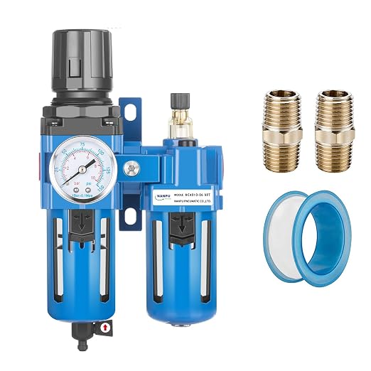 NANPU 3/4" NPT Compressed Air Filter Regulator Lubricator Combo, Water/Oil Trap by NANPU