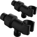 2PCS Universal Black Shower Arm Holder, Adjustable Mount Bracket with Brass Swivel Ball, Shower Head Stand - Matte Black