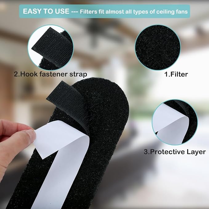 20 Pack Ceiling Fan Filter for Blades, Activated Carbon Ceiling Fan Air - Image 7