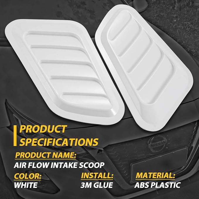 KaTur 1 Pair Universal Car ABS Decorative Air Flow Intake Scoop Turbo Bonnet - Image 5