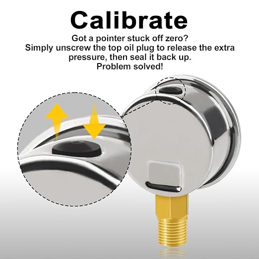 0-30 PSI Pressure Gauge, Glycerin-Filled, 2-Inch Stainless Steel Gauge - Image 6