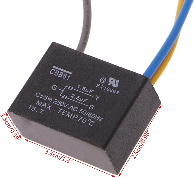 Black CBB61 1.5uF+2.5uF 3 Wires 50/60Hz Capacitor - Image 8