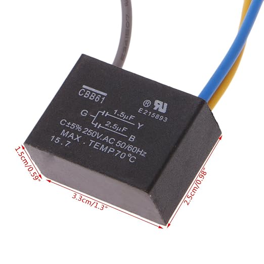 1PCS Black CBB61 1.5uF+2.5uF 3 Wires 250V 50/60Hz Capacitor - Image 2