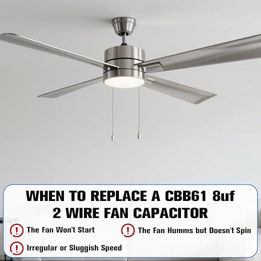 Podoy Ceiling Fan Capacitor CBB61 8uf 2 Wire - Image 6