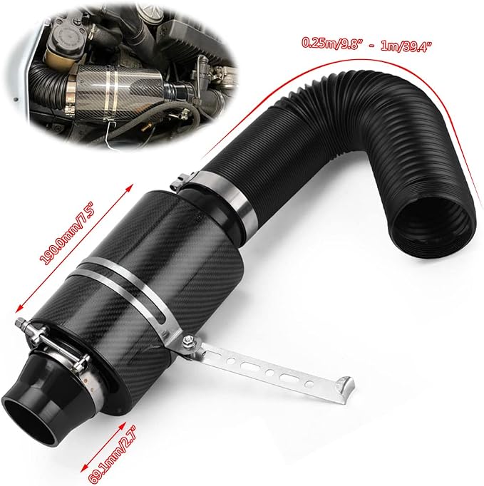 PTNHZ Universal 3" Racing Carbon Fiber Cold Feed Induction Kit Air Intake Kit - Image 3