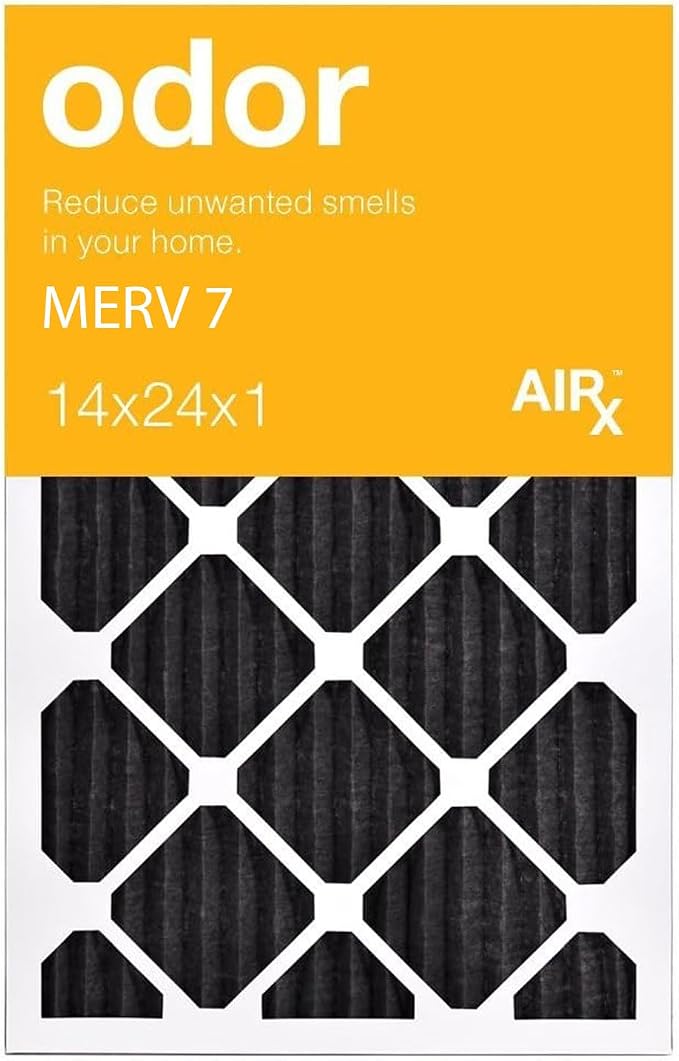 AIRX FILTERS WICKED CLEAN AIR. ODOR 14x24x1 MERV 7 Carbon Pleated Air Filter by AIRXFILTERSWICKEDCLEANAIR