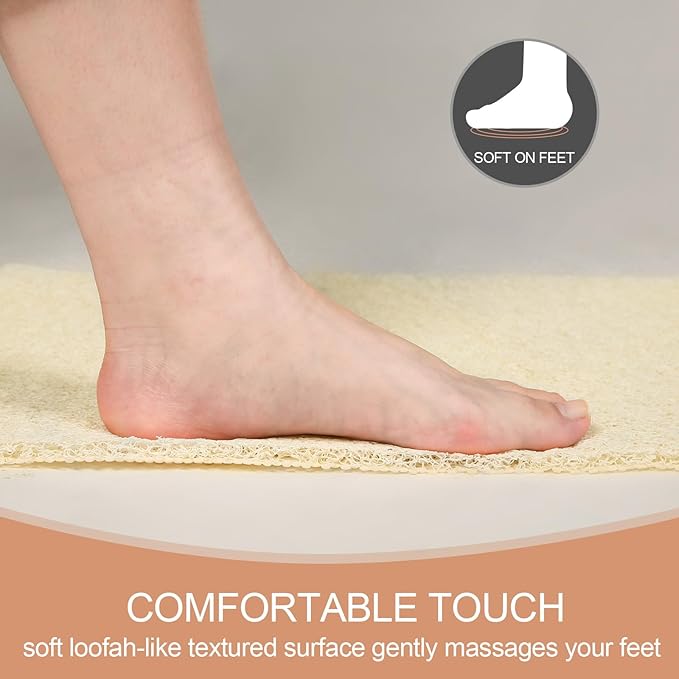 Joyhalo Shower Mats for Showers Anti Slip for Elderly, 32'' x 24'' Non Slip Bath Mat for Inside Shower, Bath Tub Mats for Bathroom Non Slip for Shower, PVC Loofah Bathroom Mats, Beige