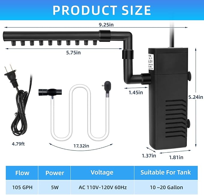 Submersible Internal Aquarium Filter Multiple Function Powerful Pump Fish Tank - Image 2