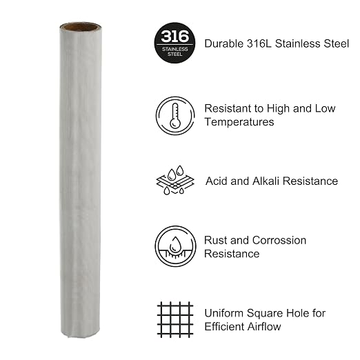PATIKIL 40" L x 10" W Woven Wire Mesh, 400 Mesh 316L Stainless Steel Air Vent - Image 3