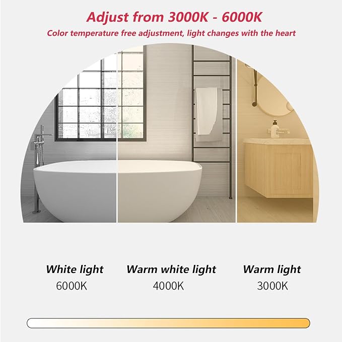 Irregular Bathroom Mirror with LED Lights, Wall Mounted Mirror with Touch - Image 3