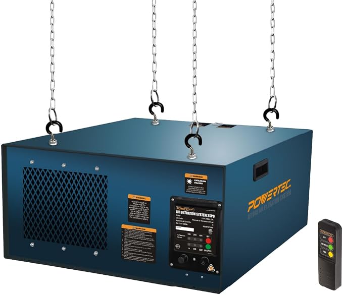POWERTEC AF1045E 3-Speed Remote Controlled Air Filtration System Woodworking by POWERTEC