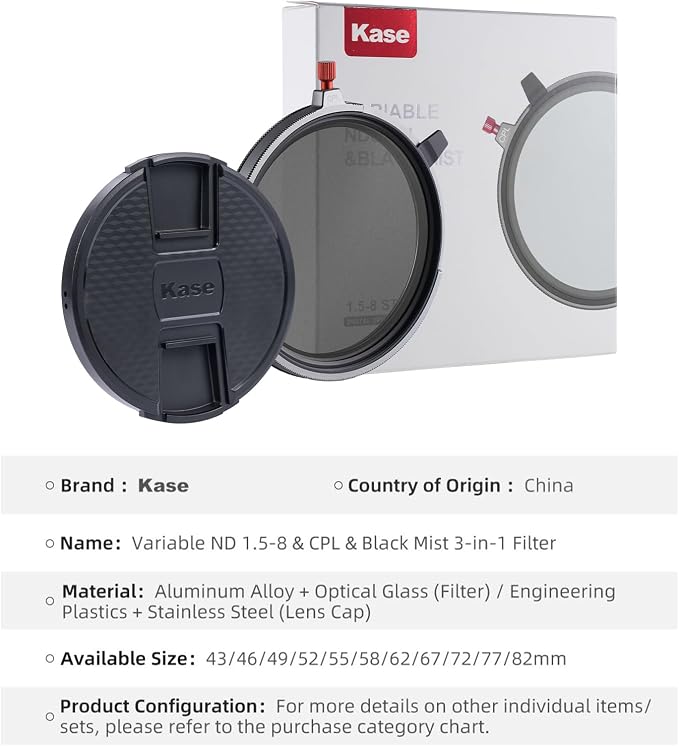 Kase 72mm Variable ND1.5-8 & CPL & Black Mist 3 in 1 Filter - Image 9