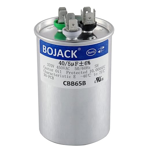 BOJACK 40+5 uF 40/5 MFD ±6% 370V/440 VAC CBB65 Dual Run Circular Start Capacitor by BOJACK